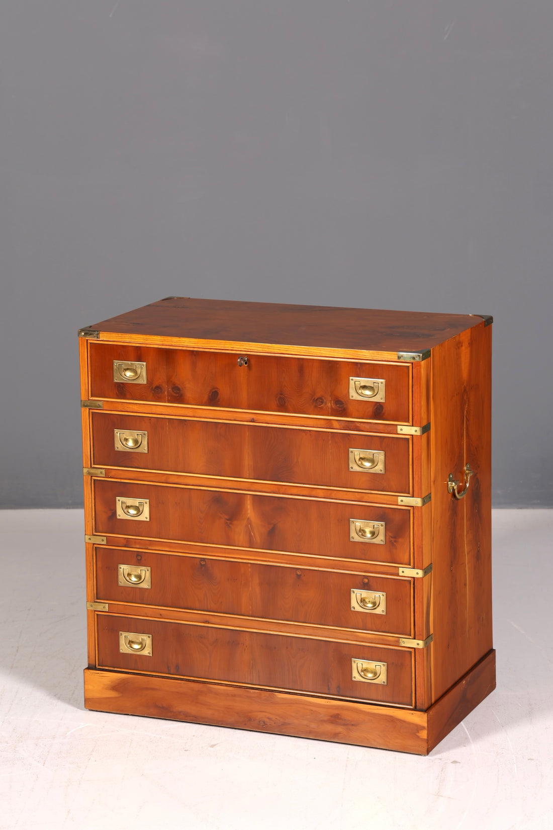 Beautiful Maritime Secretary English Writing Chest Real Wood Leather Top Desk Antique