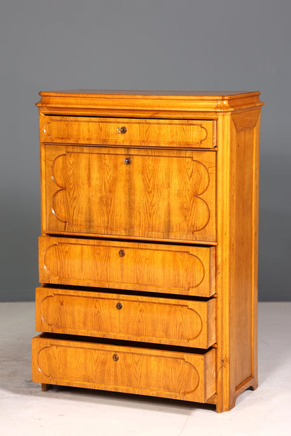 E893 Finish Stilvoller Biedermeier Sekretär Louis Philippe Vertiko Antik Kommode Schreibkommode Office Desk