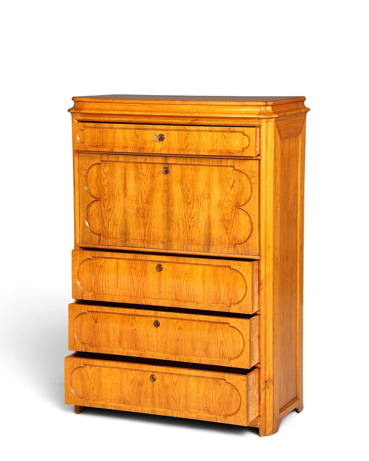 E893 Finish Stilvoller Biedermeier Sekretär Louis Philippe Vertiko Antik Kommode Schreibkommode Office Desk