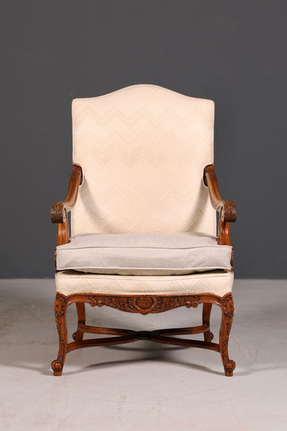 Élégant fauteuil Louis Philippe à accoudoirs de l’époque Gründerzeit, fauteuil ancien rembourré, 1 sur 2