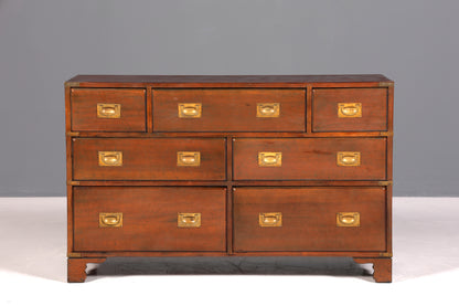 Buffet maritime onirique, coffre de navire anglais, meuble ancien anglais, coffre militaire