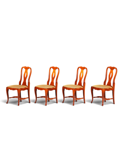 4x Wunderschöne Chippendale Stühle Barock Stil Stuhlset Polsterstuhl Set Englisch Küchenstühle Esszimmer Stühle