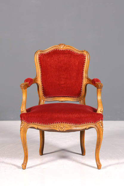 Magnifique fauteuil Chippendale, chaise secrétaire de style Chippendale, fauteuil en velours, 1 sur 2