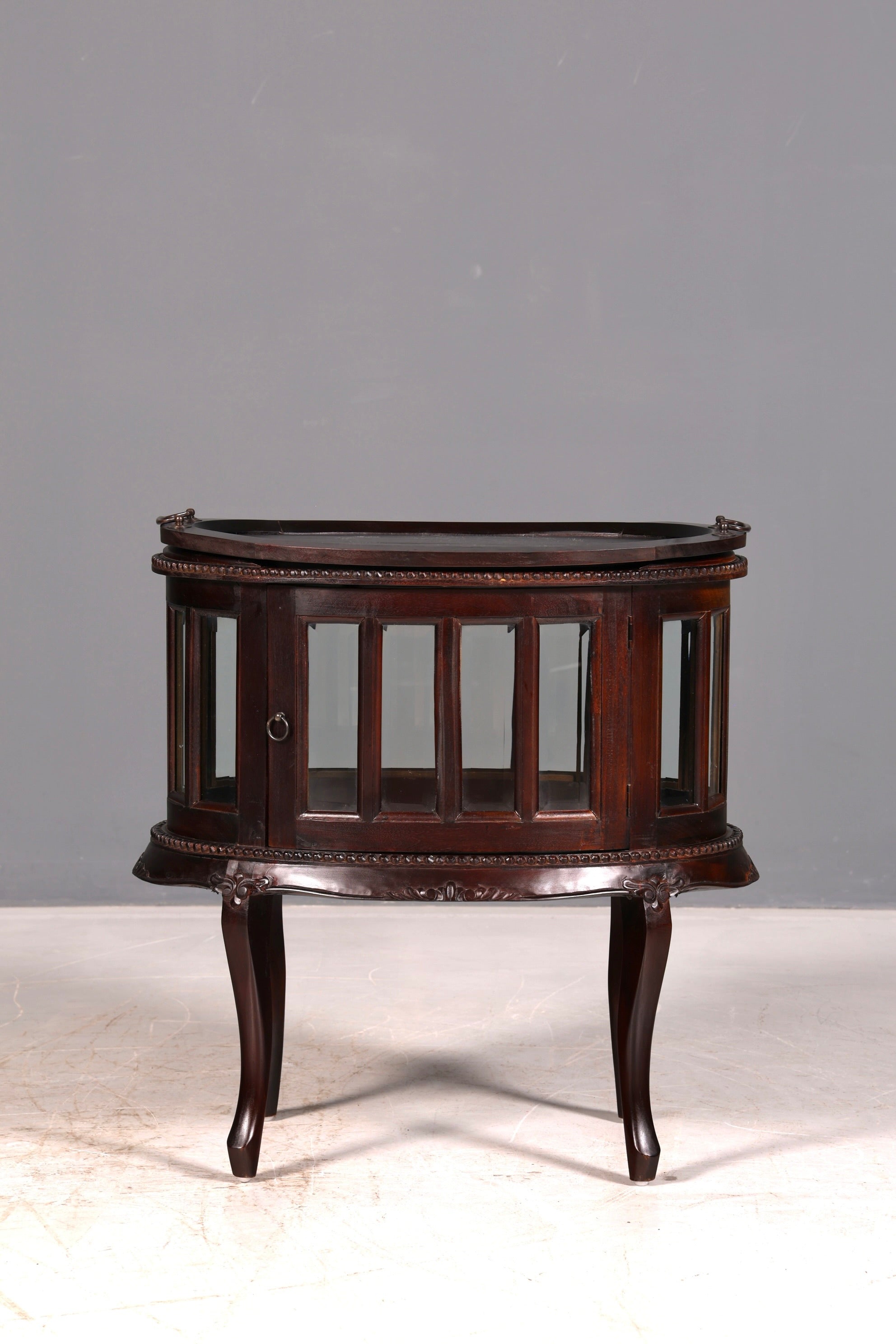 Wunderschöner filigraner Chippendale Barschrank Echt Holz Teeschrank Jugendstil Vitrine Bar Cabinet Vintage