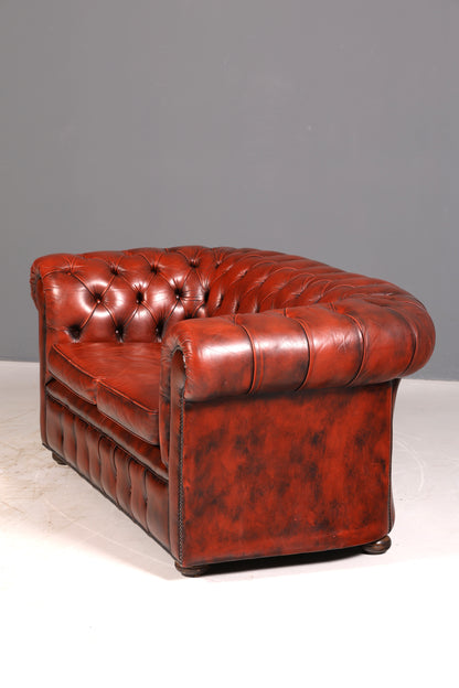 Wunderschönes Original Chesterfield Sofa 2-Sitzer Couch England Echtleder Polstersofa Ledersofa