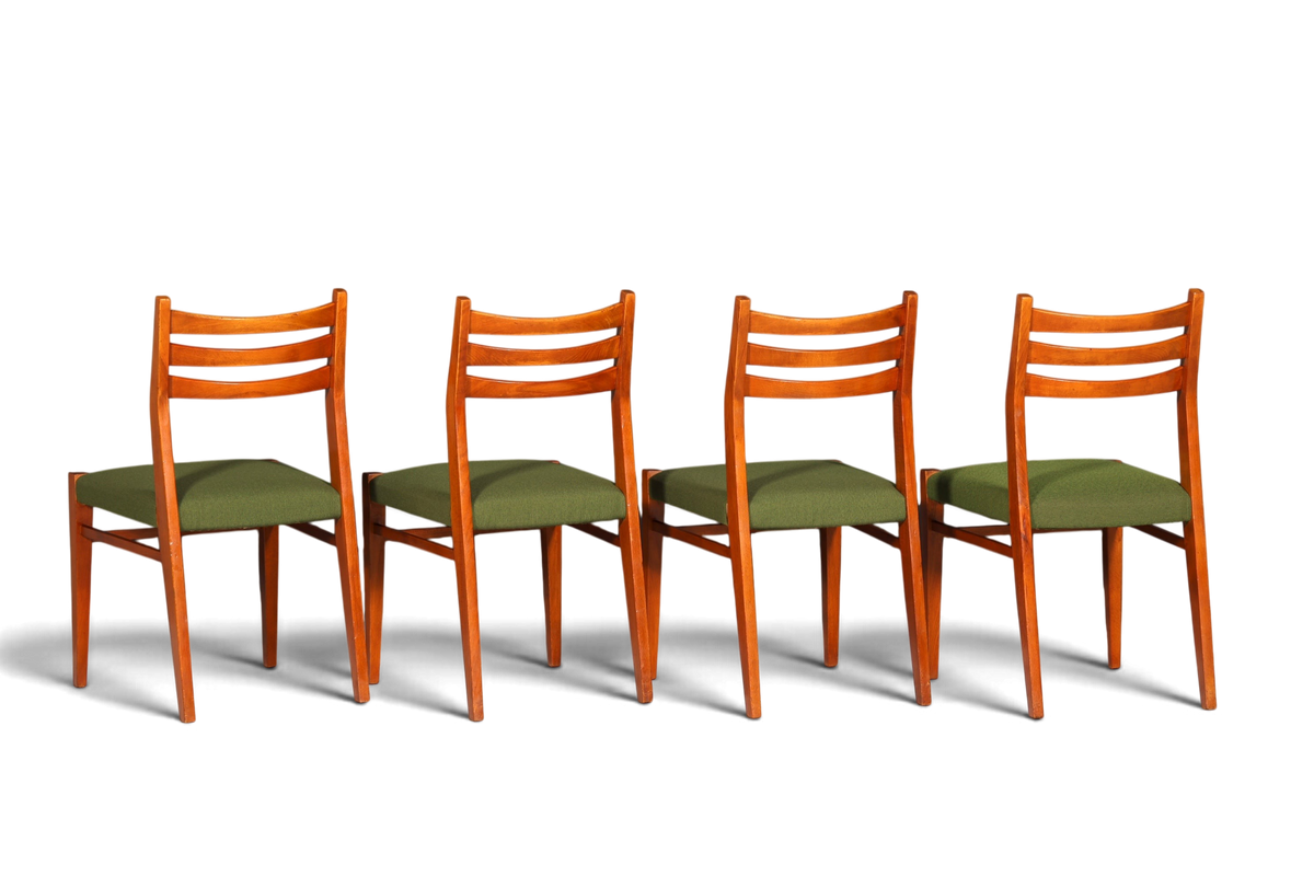 4x Mid Century Teak Holz Stühle Made in Denmark Retro Stuhlset Danish Design Vintage Küchenstühle