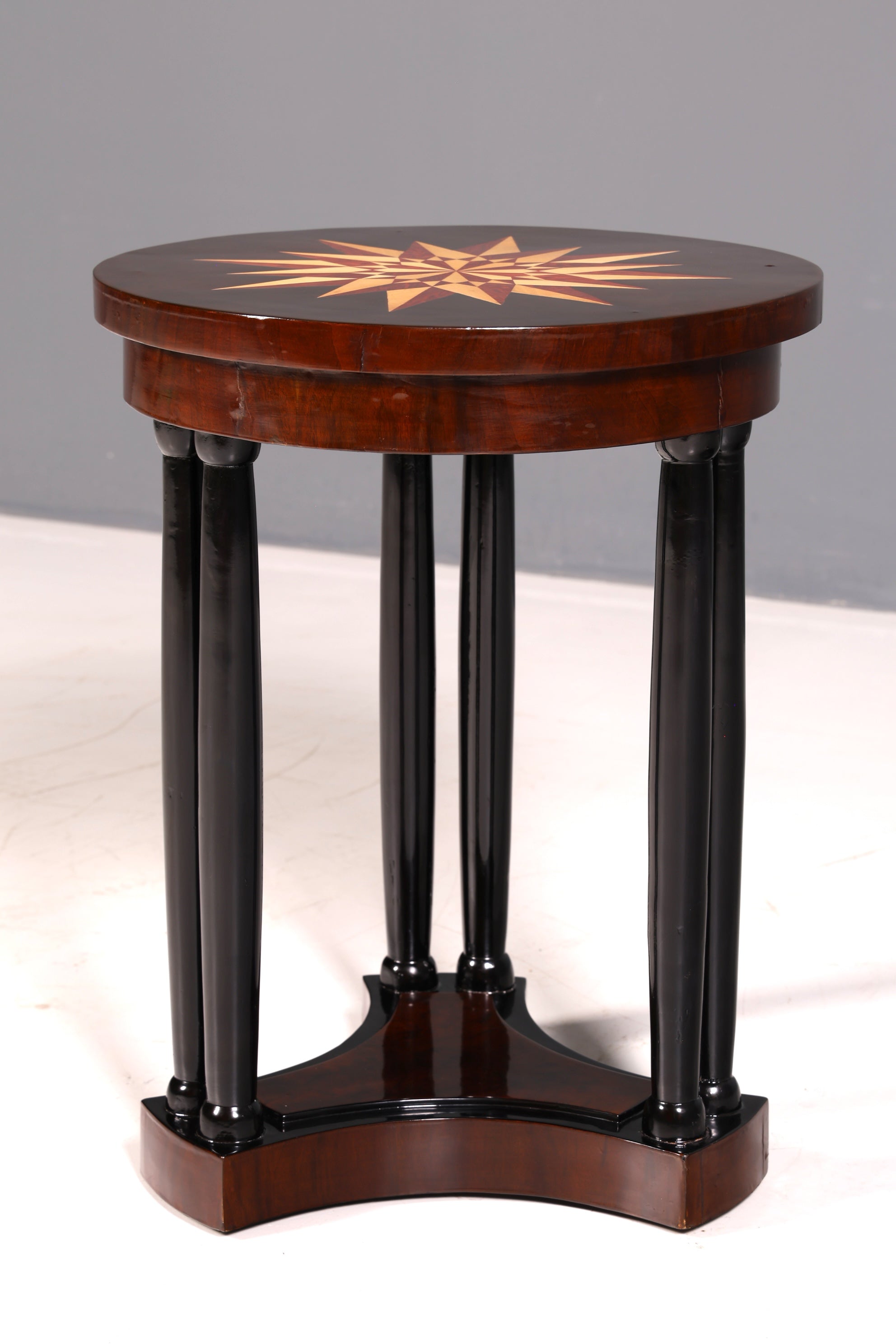 Wunderschöner Art Deco Stil Tisch Luxus Couchtisch Ablagetisch Beistelltisch Rund Echt Holz Vintage