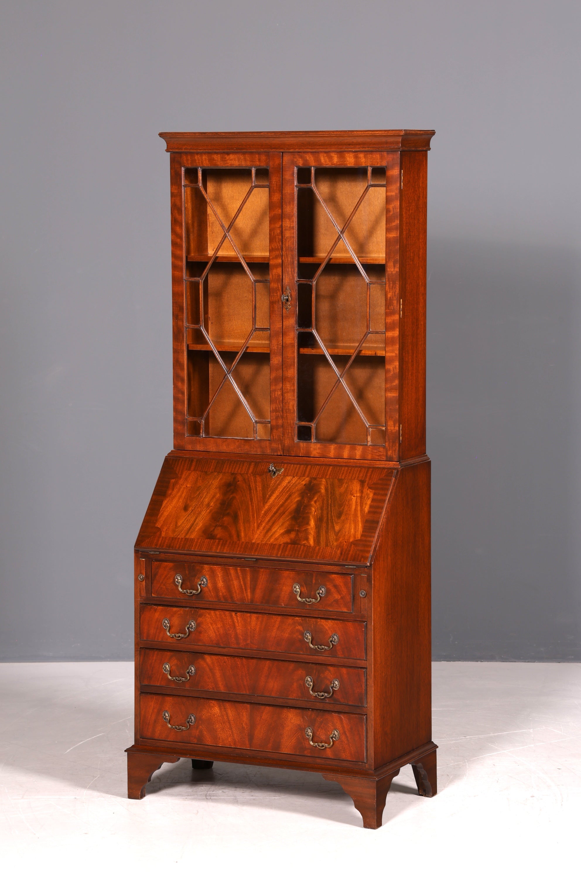 G394 Finish cm Wunderschöner Englischer Sekretär Büro Aufsatzsekretär Antik 60S Vitrinen Schrank UK (Kopie)