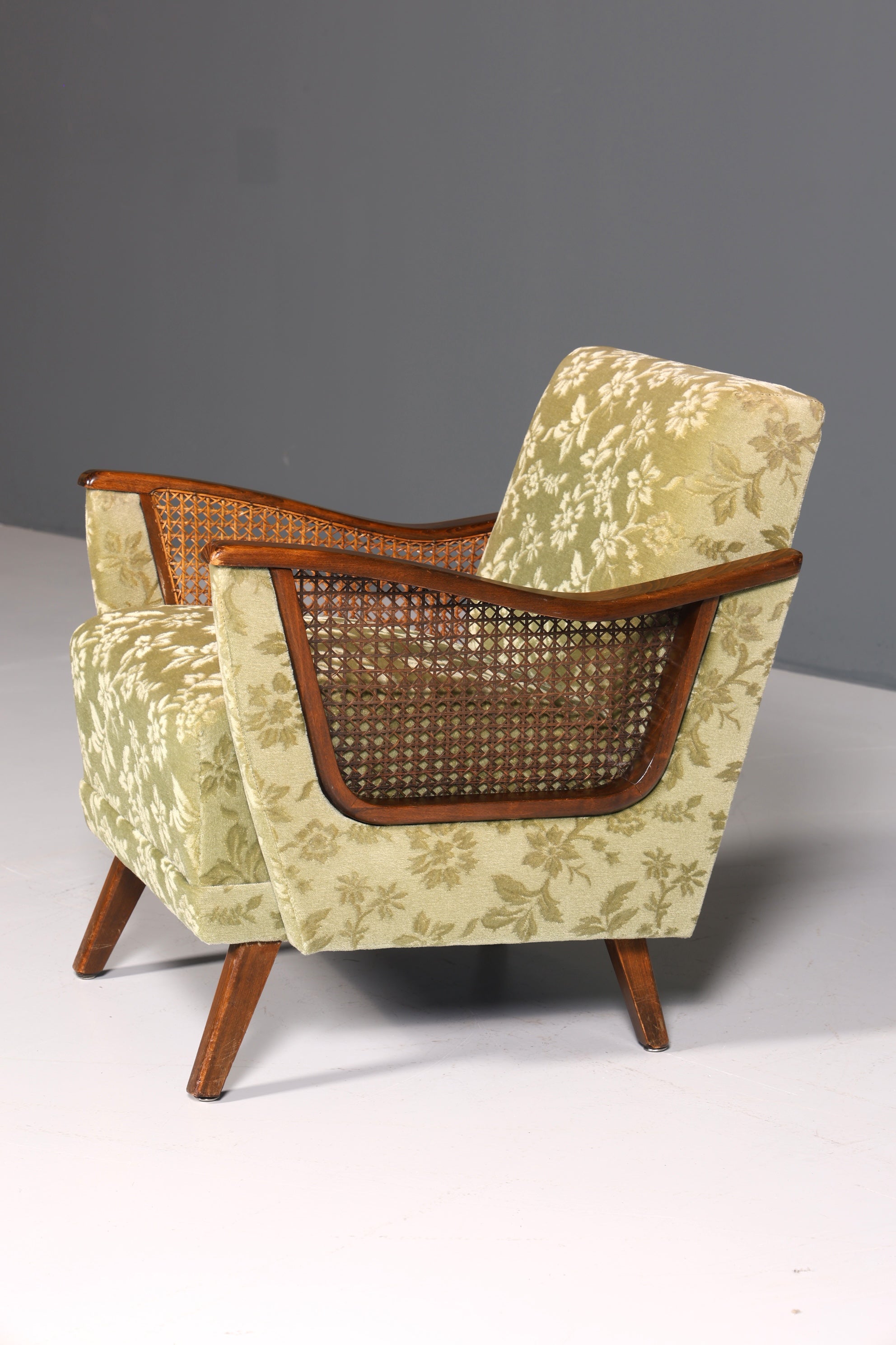 Wunderschöner Chippendale Sessel Antik Stil Wiener Geflecht Relax Sessel Vintage Samt Stoff 1 von 2