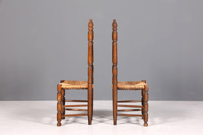 Ensemble de 2 magnifiques chaises espagnoles en rotin rustique, chaises de cuisine