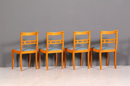 Edles 4er-Set Englische Esszimmerstühle Dining Chairs Antik 60er Jahre Küchenstühle Stuhlset neu bezogen