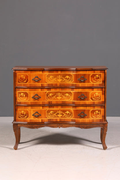G023 Finish cm Traumhafte Kommode im Barock Stil Sideboard Intarsien echt Holz Schubladenkommode