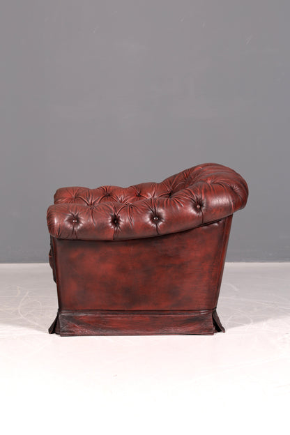 Edler Original Chesterfield Sessel Englischer Armlehnsessel Englisch Herrensessel Antik Echt Leder