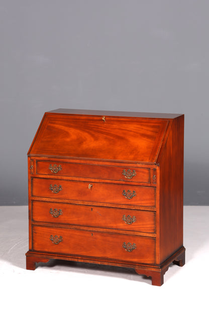 Magnifique secrétaire anglais, bureau, plateau en cuir véritable, table d&