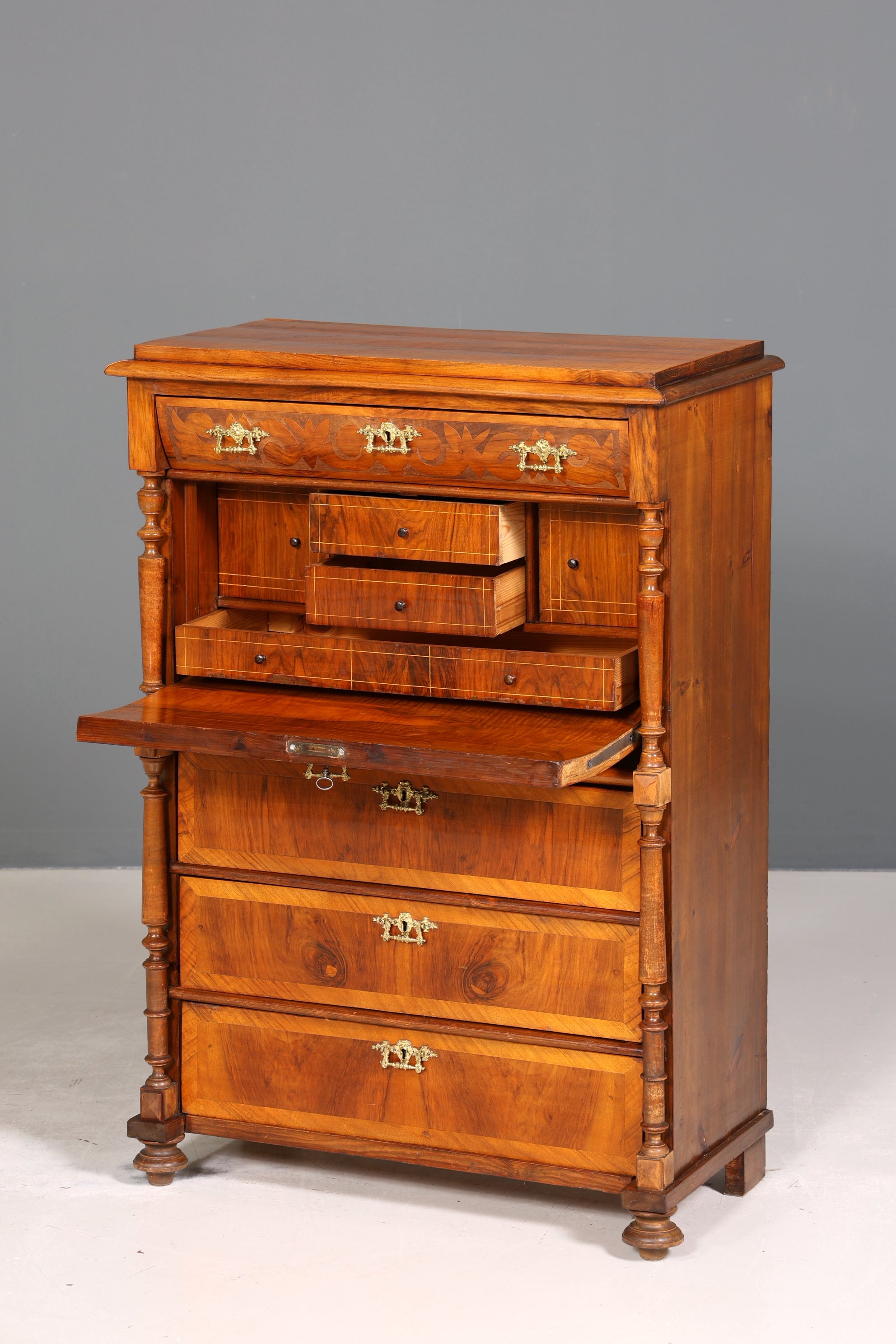 Edler Gründerzeit Sekretär Vertiko Highboard Louis Philippe Kommode um 1880