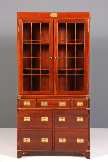 Magnifique vitrine maritime, meuble anglais, bibliothèque en bois véritable, buffet anglais