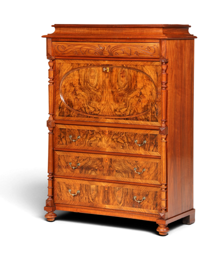 Traumhafter Louis Philippe Sekretär um 1870 Vertiko Nussbaum Highboard Kommode Sekretär Schrank