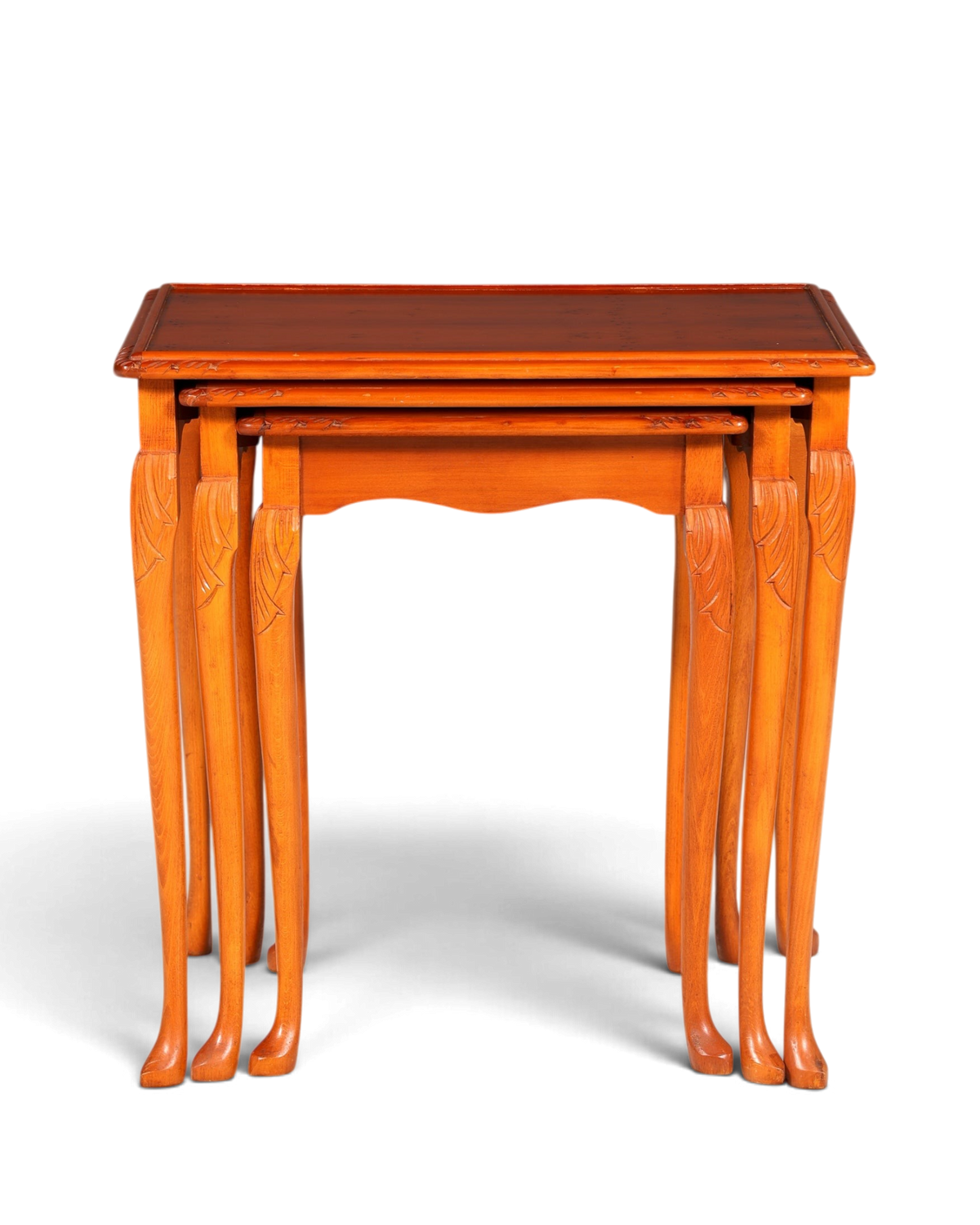 Hauptstadt Möblerei 3er Set Chippendale Beistelltische aus massivem Holz im barocken Vintage Stil