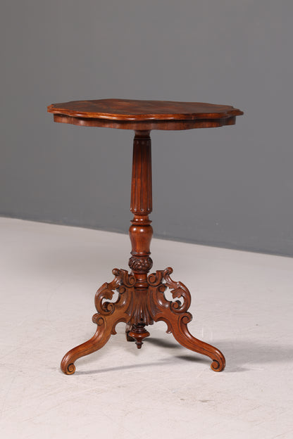 Filigraner Beistelltisch im Antik Stil Barock Ablagetisch Intarsien Beistelltisch Vintage Holz