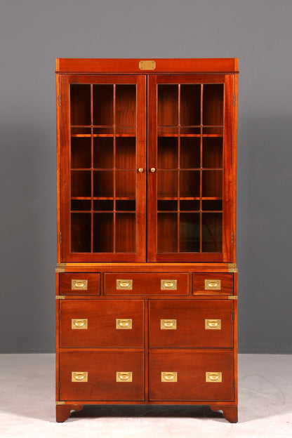 Beeindruckender Maritimer Vitrinenschrank Englischer Schrank echt Holz Bibliothek Englische Anrichte