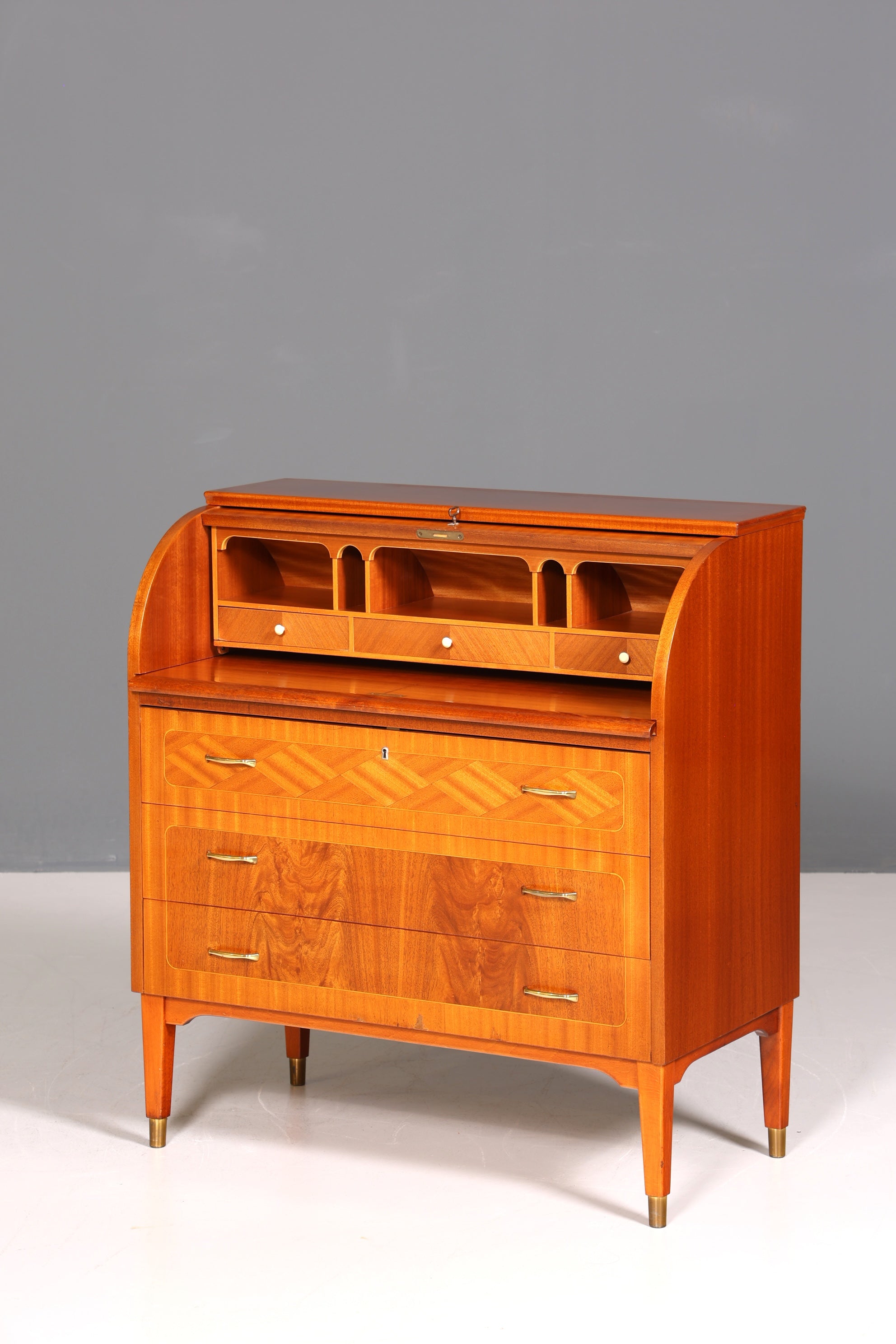 Mid Century Rollladen Sekretär von Bröderna Gustafssons Büro Schrank Schreibkommode 60s Schreibmöbel