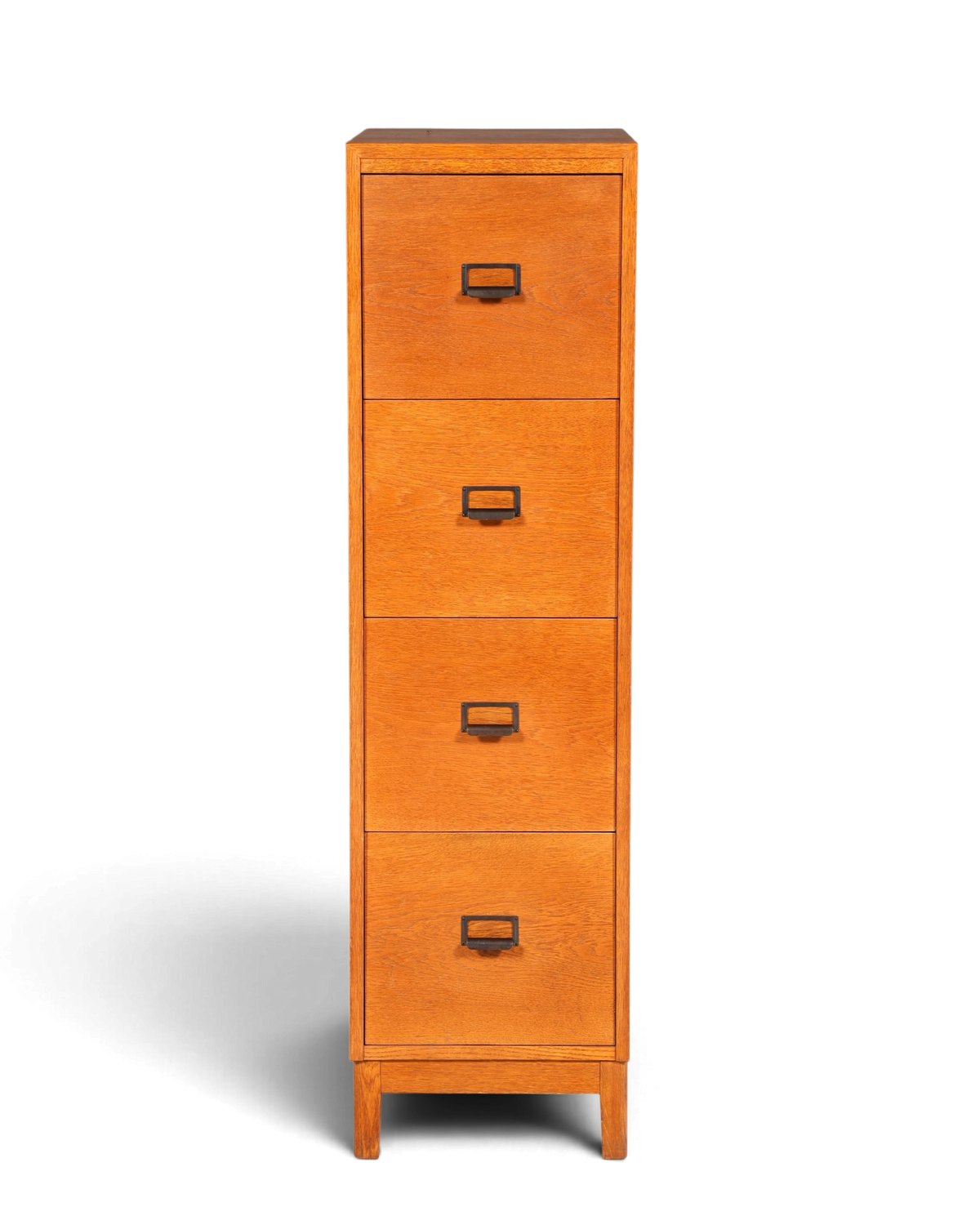 Hauptstadt Möblerei Mid Century Aktenschrank aus massivem Holz mit vier Schubladen im Bauhaus Design