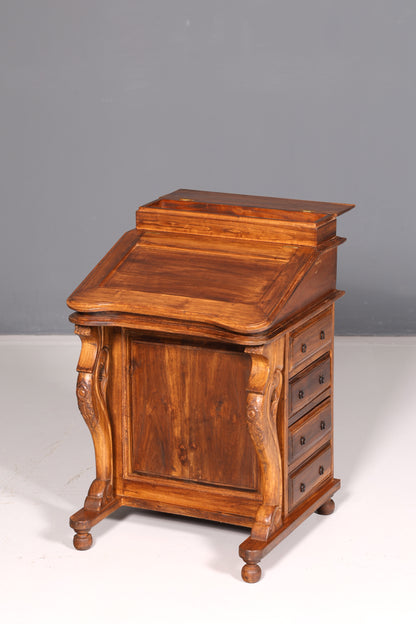 Magnifique bureau Davenport anglais, secrétaire, commode à écrire de style victorien, commode ancienne vintage