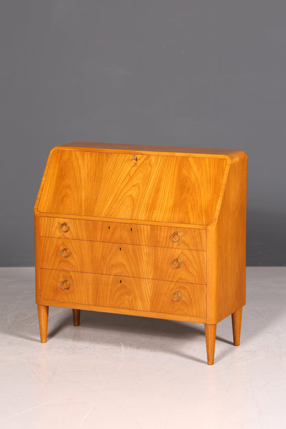 G025 Finish Schlichter Mid Century Sekretär Vintage Schreibmöbel echt Holz Kommode Office Secretary