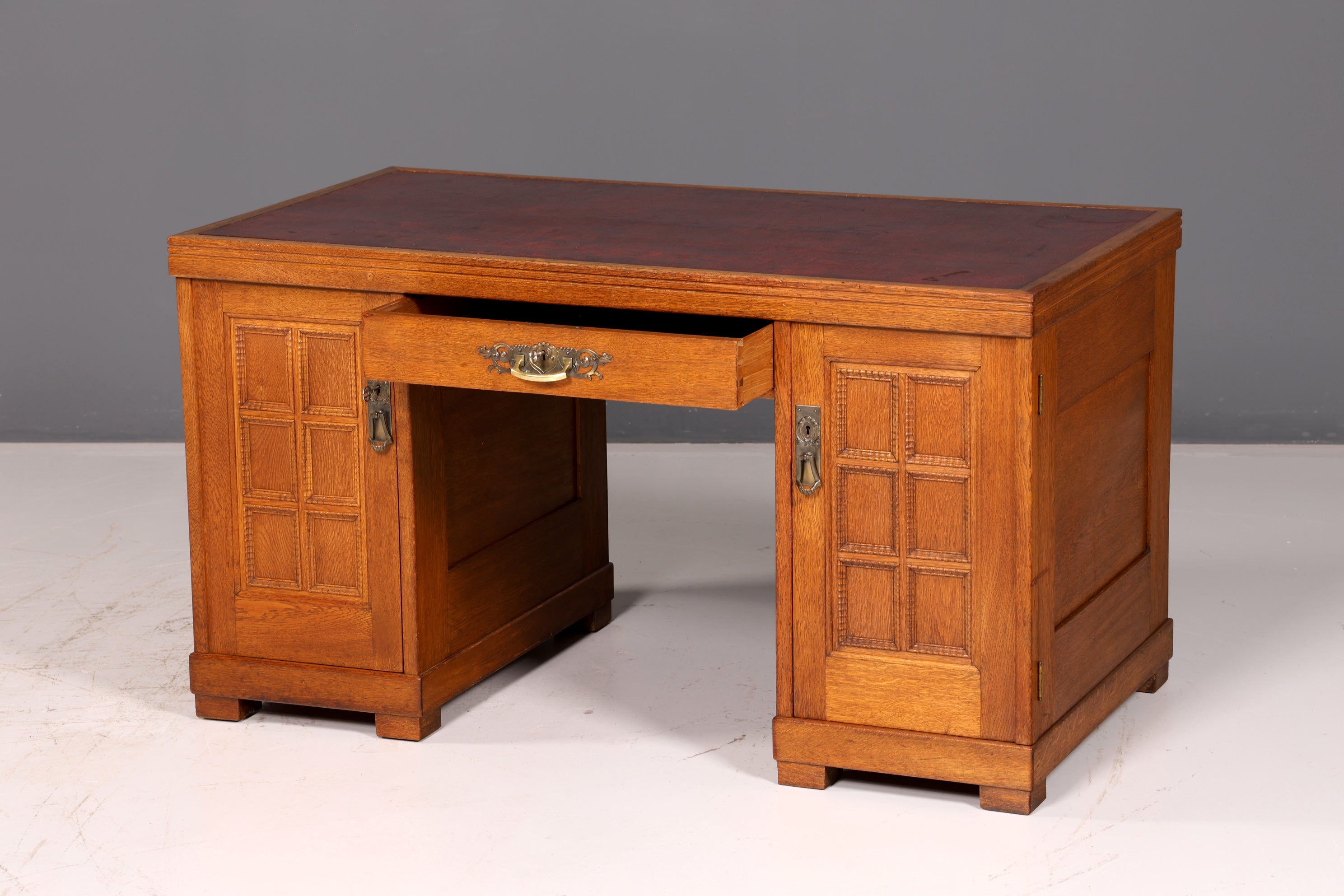 Wunderschöner Jugendstil Schreibtisch Eiche Echt Holz Bürotisch Office Table Antik Vintage