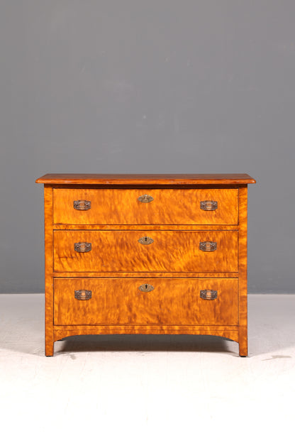 Wunderschöne Kommode im Antik Stil Schubladenkommode Echt Holz Jugendstil Messingbeschläge Wäschekommode Vintage