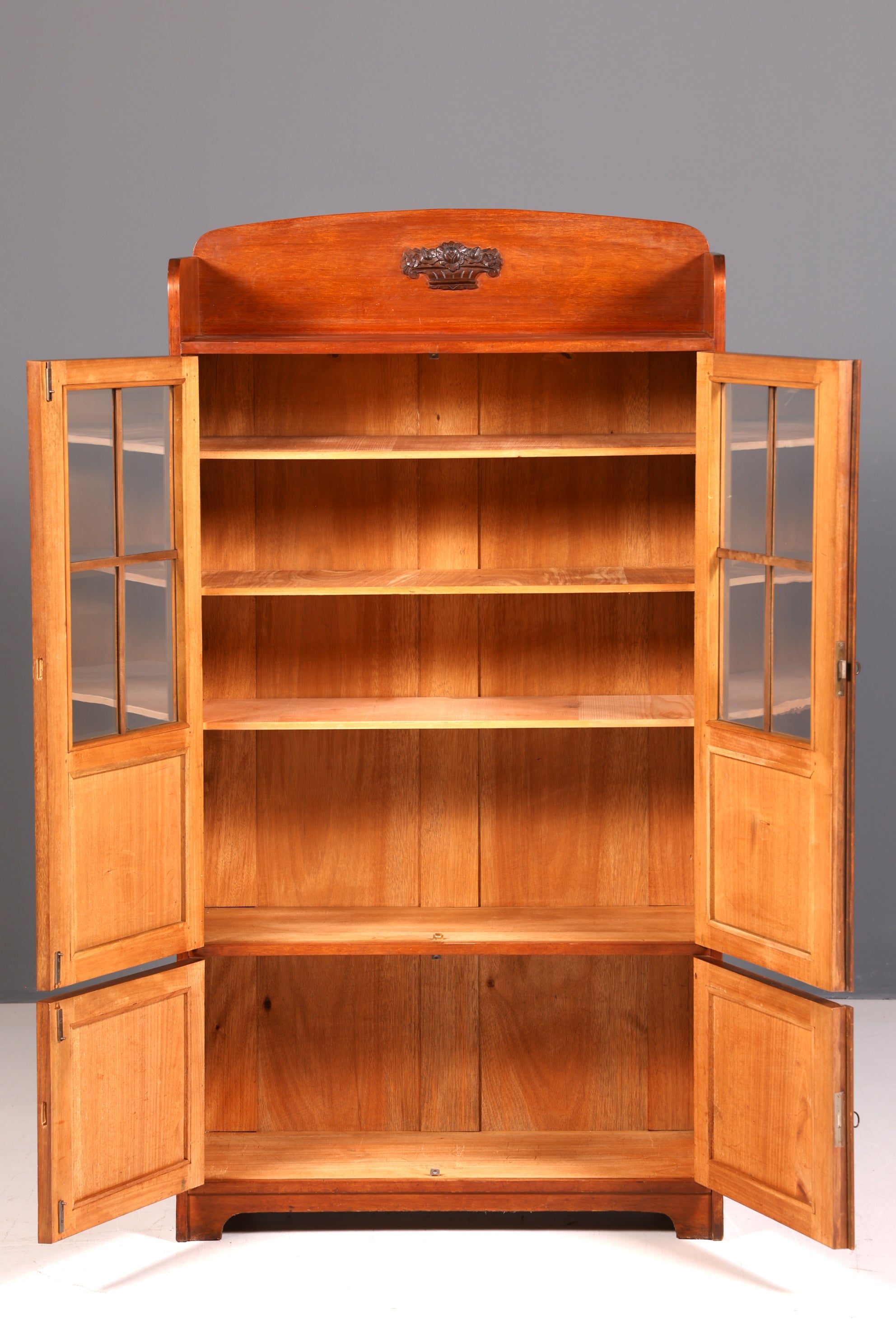 Traumhafte Jugendstil Vitrine Antik Holz Bücherschrank Eiche Antik Schrank Geschirrschrank