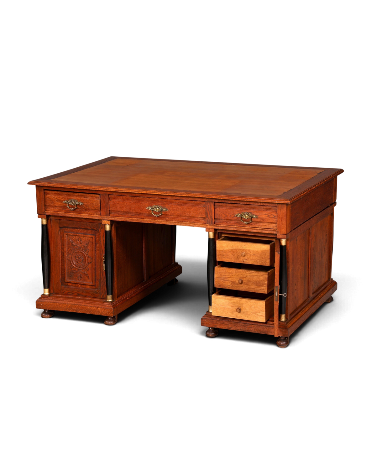 Traumhafter Gründerzeit Schreibtisch Jugendstil Bürotisch echt Holz Antik Office Desk