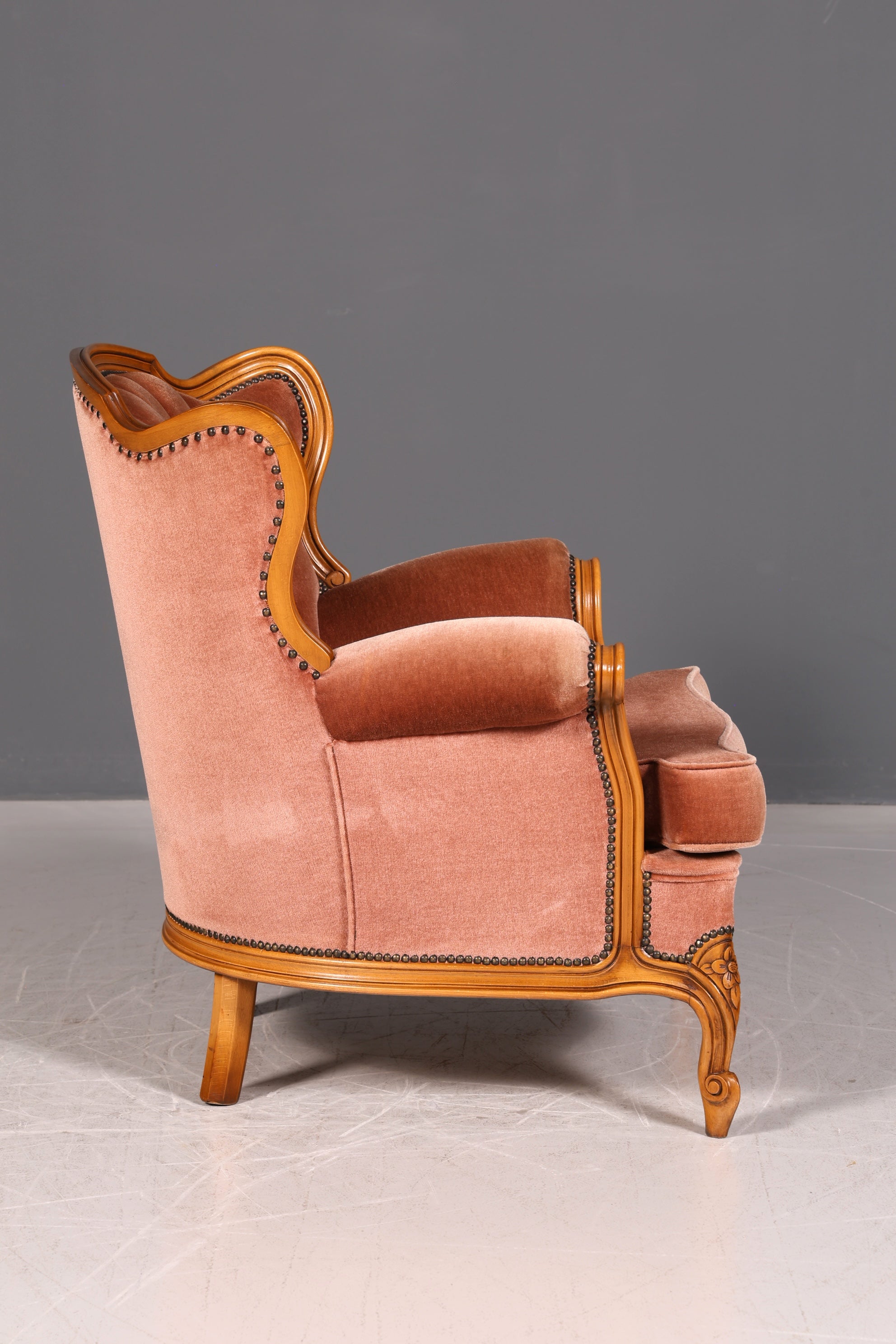 Edler Chippendale Armlehnsessel Barock Stil Samt Stoff Sessel Armchair Rococo Antik 3 von 4