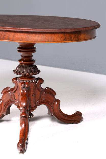 Table ovale de style Louis-Philippe, table de salle à manger de style Gründerzeit, table de cuisine ancienne