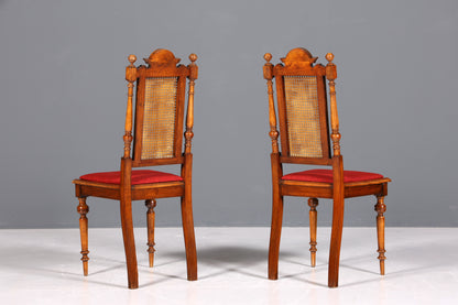 2x Traumhafte Gründerzeit Stühle Antik Korbgeflecht Stuhl Set Antik Wiener Geflecht Küchenstuhl