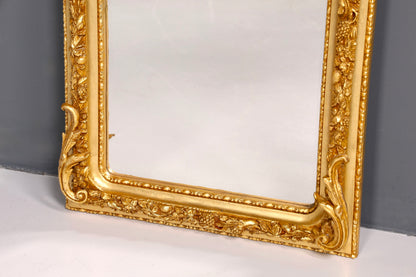 Magnifique miroir sur pied de style baroque orné, style antique, ornement doré, miroir de couloir