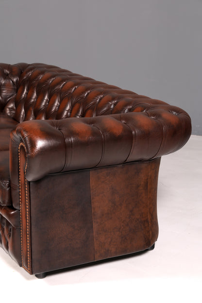 Magnifique canapé Chesterfield Centurion original, 3 places, en cuir véritable, canapé anglais capitonné en cuir