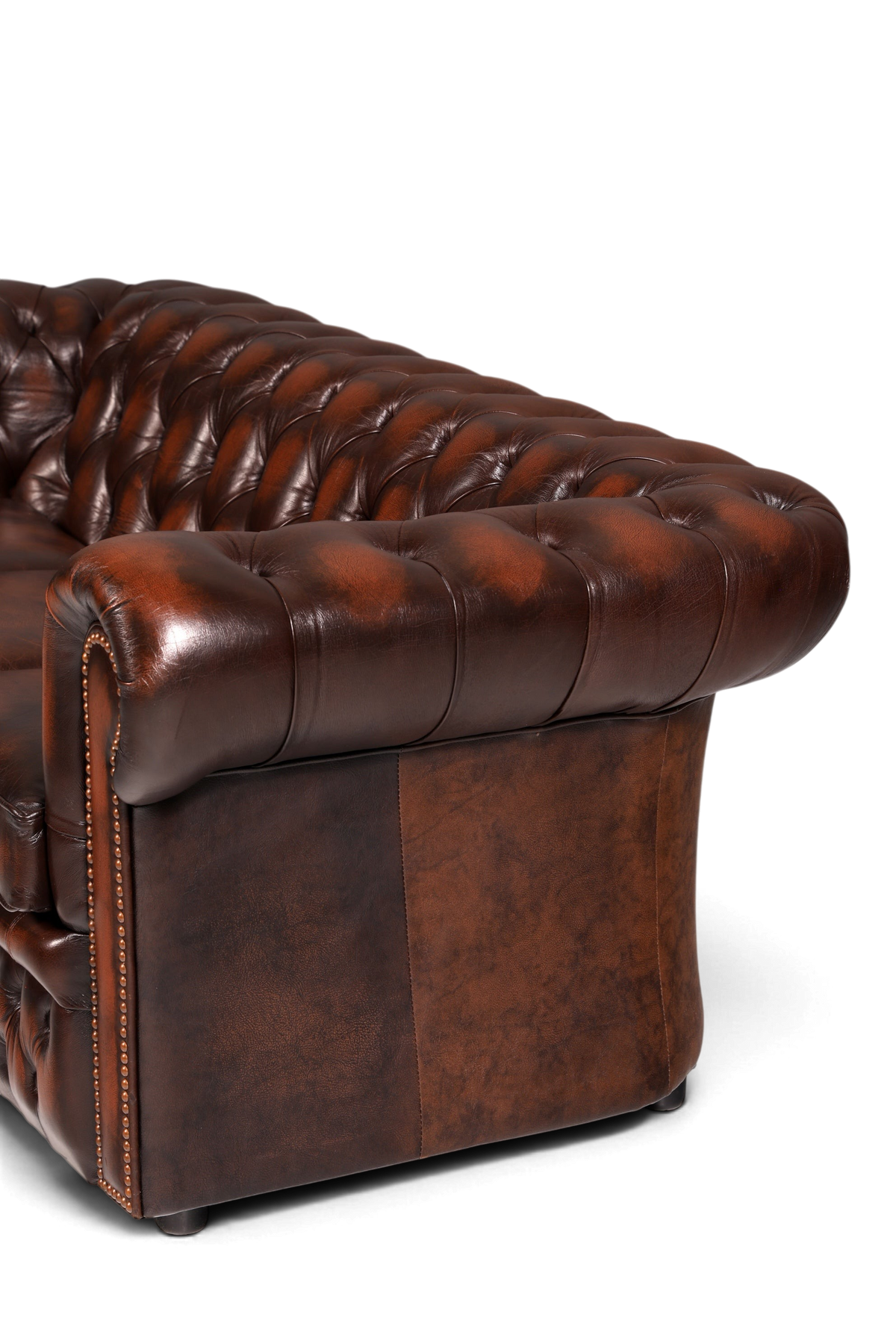 Hauptstadt Möblerei Centurion Chesterfield 3-Sitzer Sofa aus braunem Echtleder mit klassischer Knopfheftung
