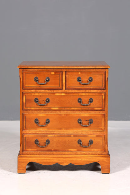 Commode anglaise en if, style rêveur, bois véritable, antiquité des années 1960