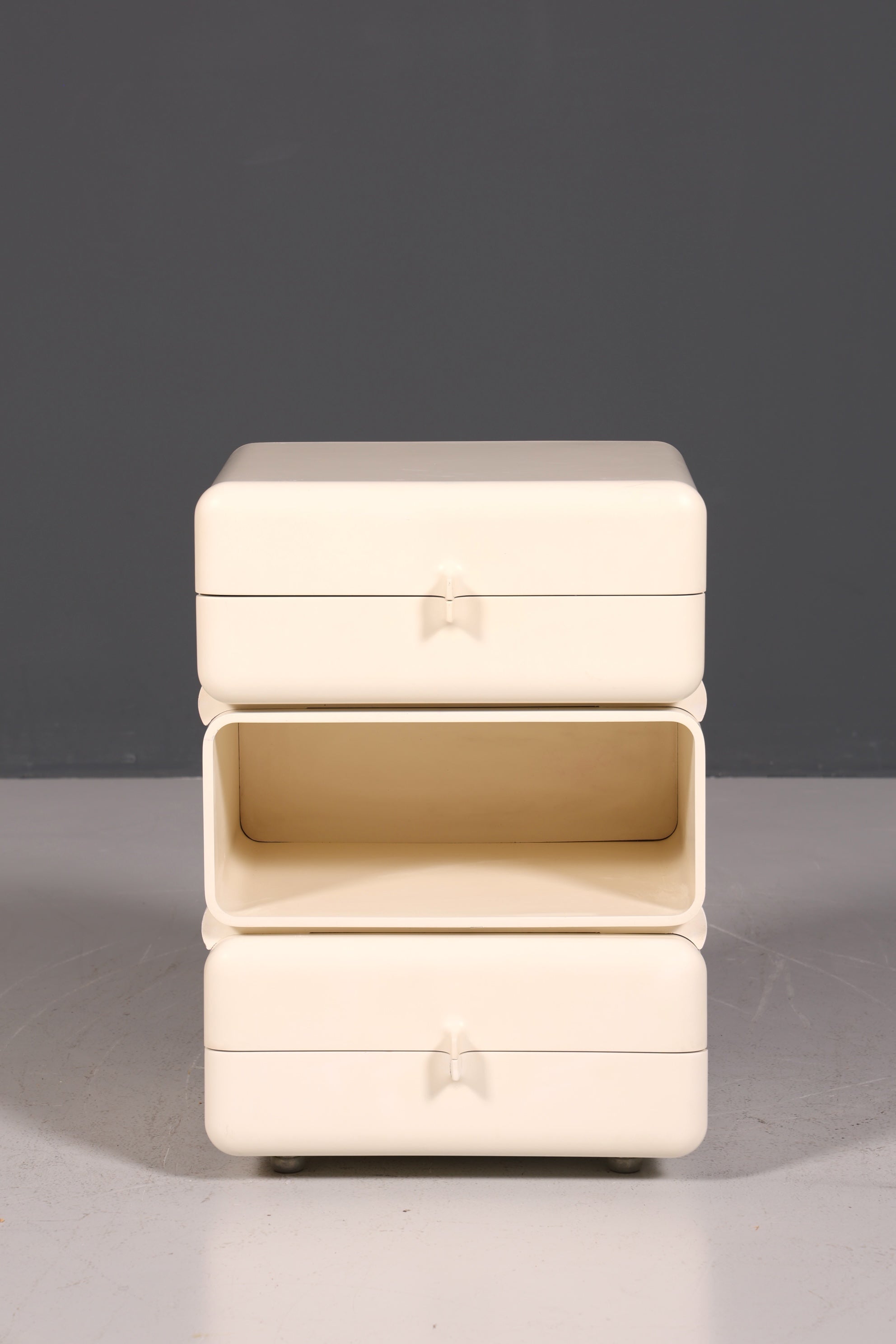 Commode rare du milieu du siècle, table de chevet modulaire style futuriste, design français, commode vintage, 4 sur 5