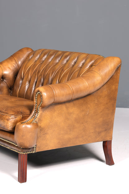 Magnifique et rare canapé Chesterfield original, canapé 2 places, canapé anglais capitonné