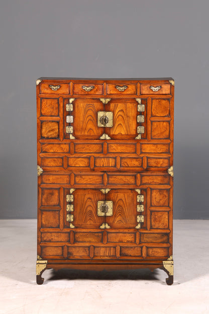 Wunderschöner Asiatischer Schrank Kabinettschrank Antik Kommode Messing echt Holz Vertiko