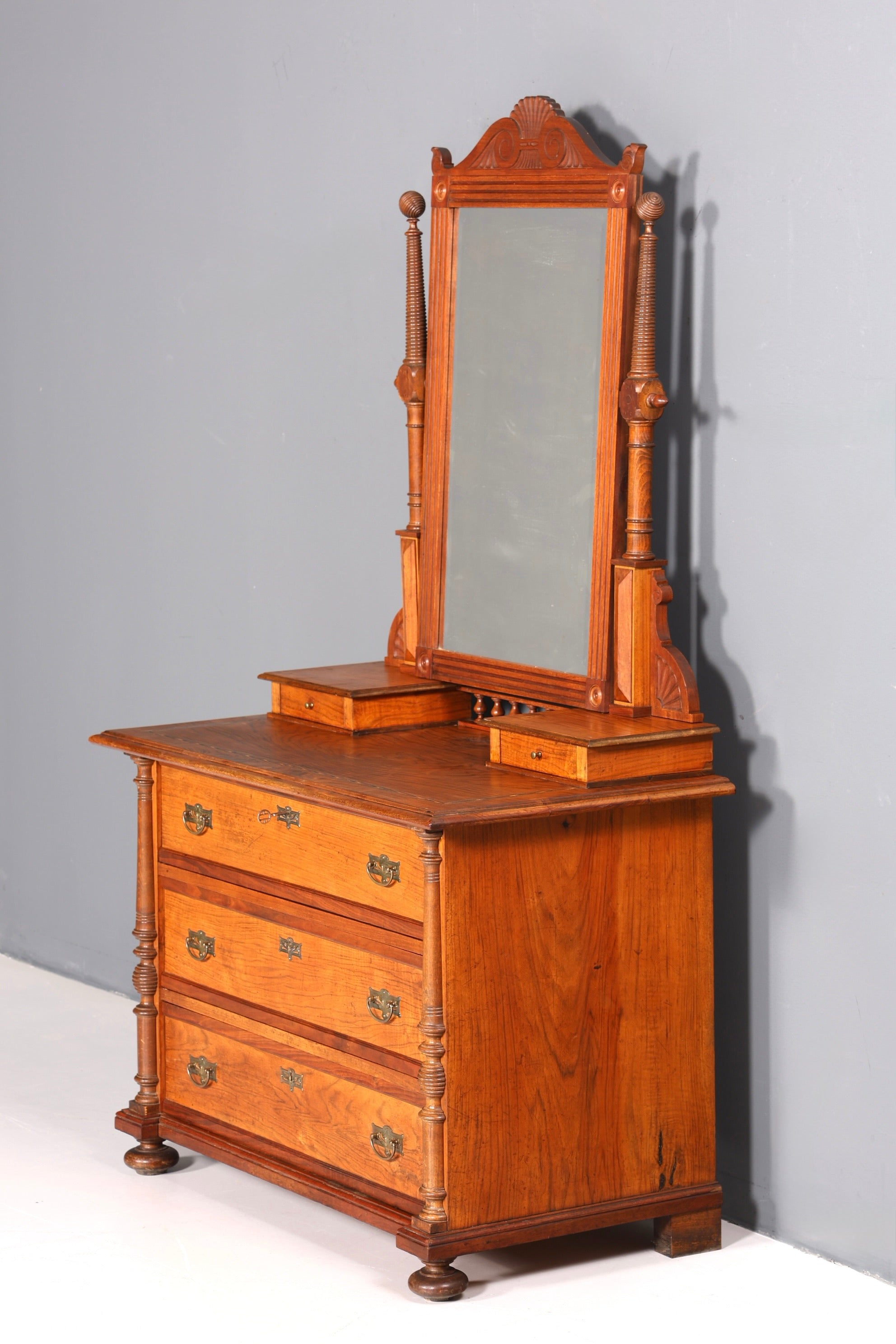 F972 Finish cm Traumhafte Louis Philippe Kommode mit Spiegelaufsatz Gründerzeit Holz Schrank Antik Flurschrank um 1880