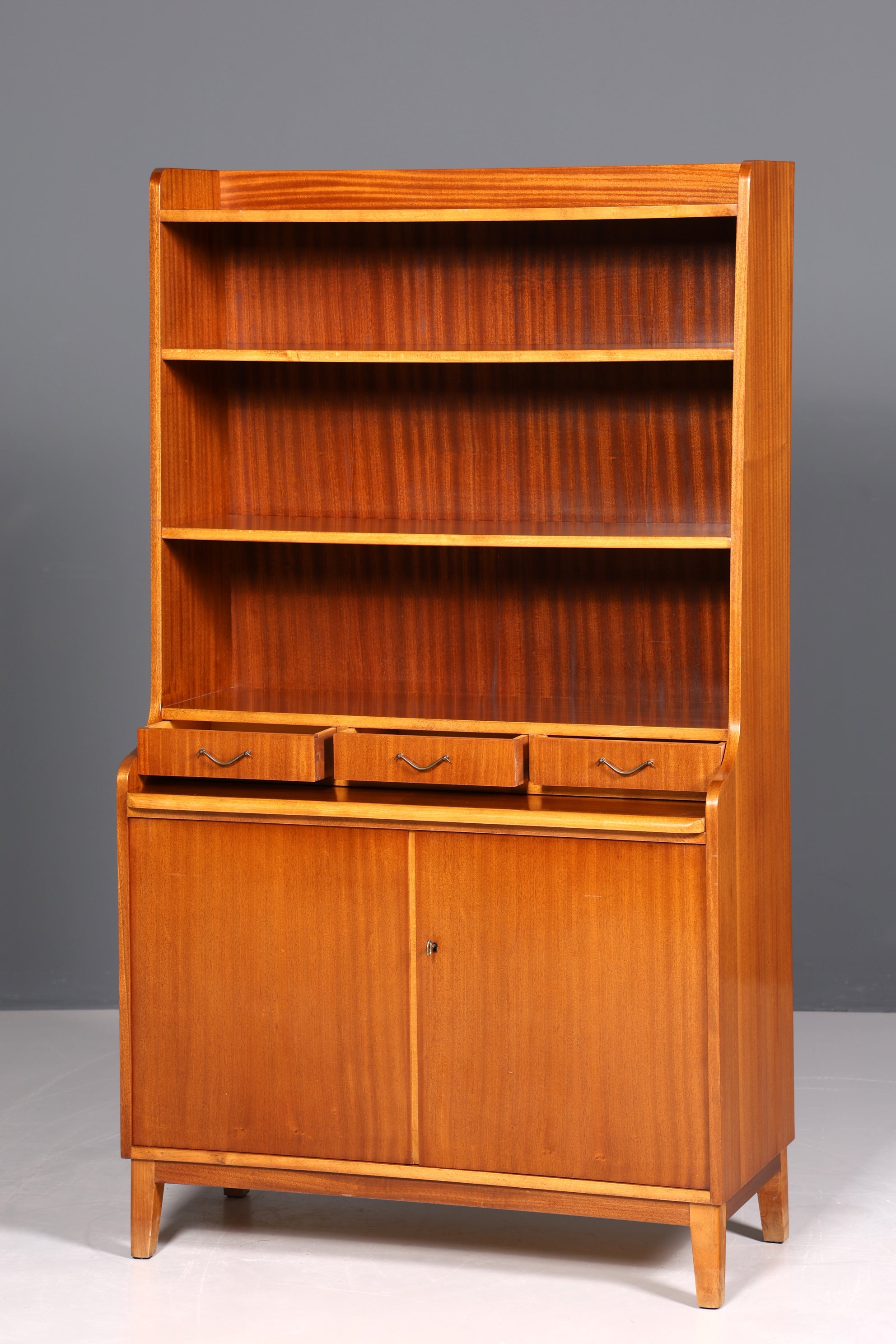 Wunderschöner Mid Century Schrank Bücherregal Vintage Sekretär Highboard Holz Regal