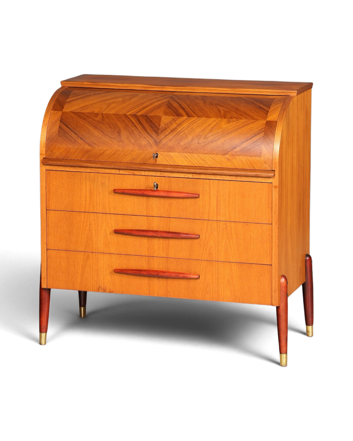 Schlichter Mid Century Rollladen Sekretär von Bröderna Gustafssons Büro Schrank Schreibkommode 60s Schreibmöbel