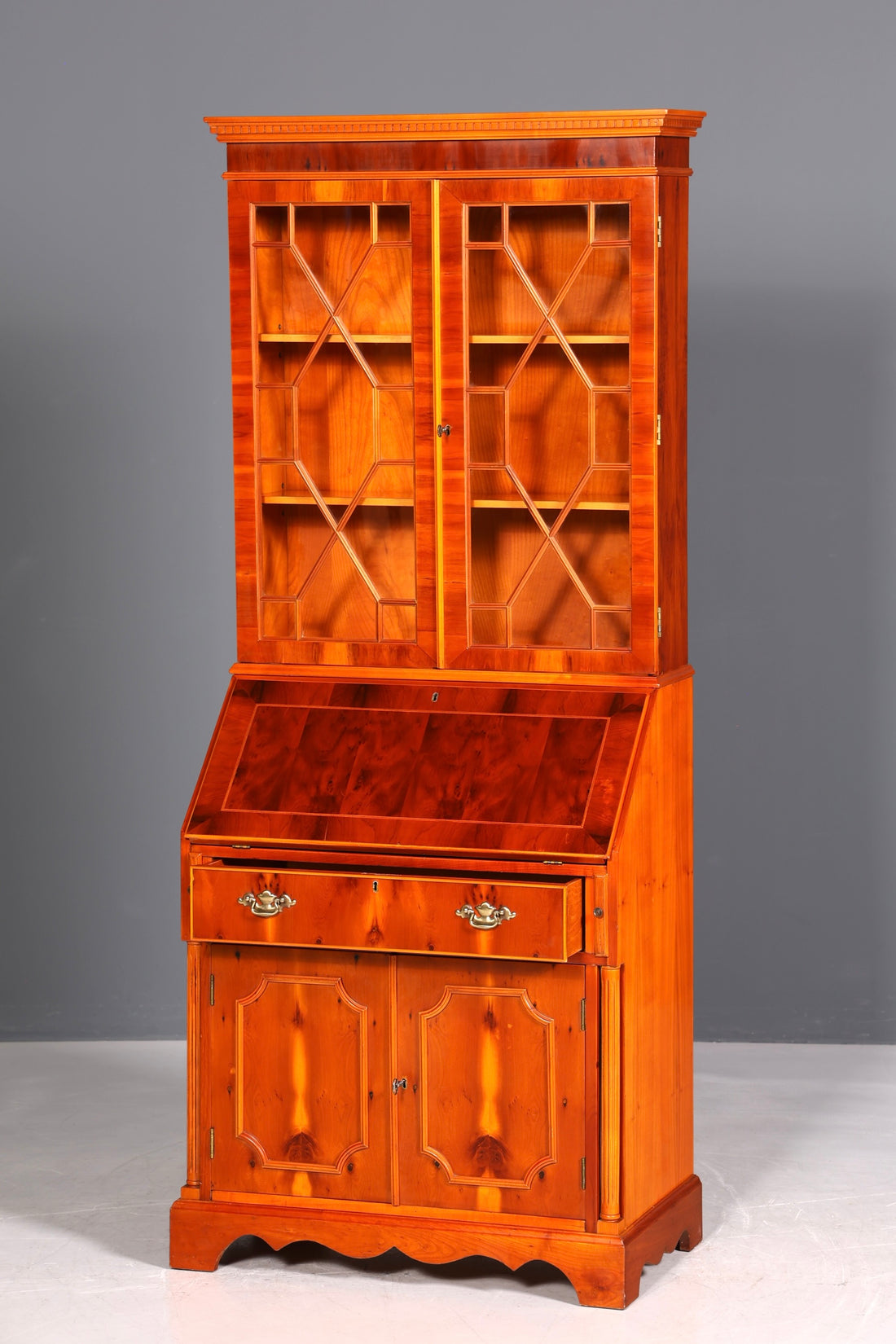 Bureau secrétaire anglais élégant, bureau de bureau, bois d&