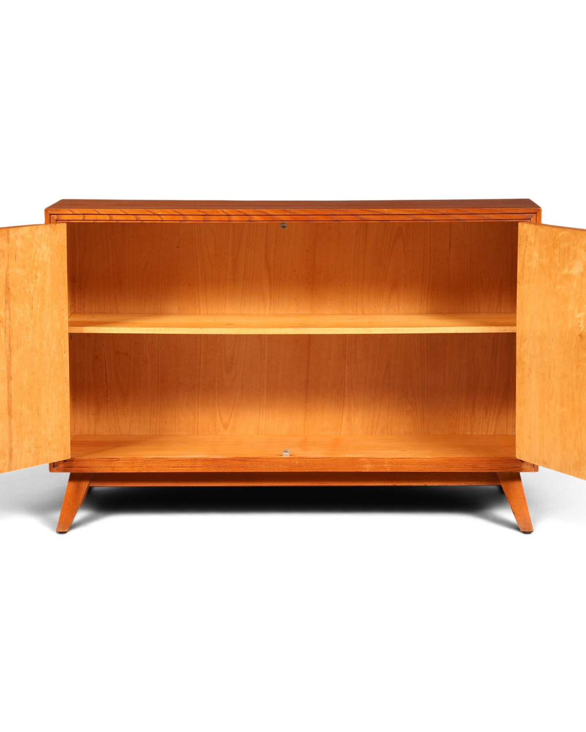 Hauptstadt Möblerei Mid Century Kommode aus Echtholz mit zwei Türen und Einlegeboden im Retro-Stil