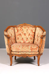 Wunderschöner Chippendale Armlehnsessel Barock Stil Sessel Armchair Samt Stoff Rococo Stil Sessel 2 von 2