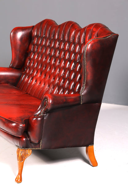 Edles Original Chesterfield Queen Anne Sofa 3er Sofa Englische Leder Couch Antik Designklassiker England UK
