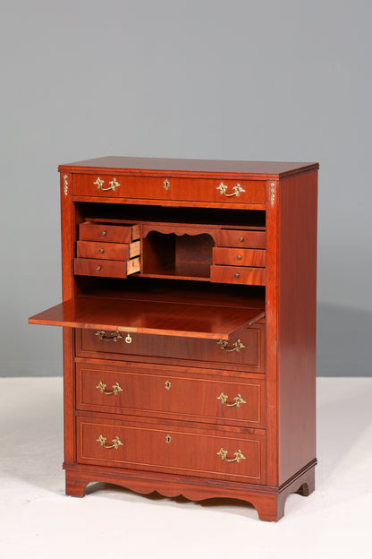 Stilvoller Sekretär im Englischen Stil Büro Vertiko Kommode Mahagoni Schreibkommode
